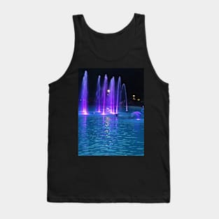 Blue Water Night Fountain Photo Tank Top